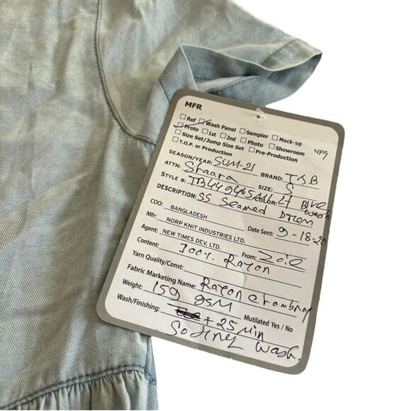 Treasure & Bond Blue Rayon Babydoll V-Neck Mini Dress NWT Size 10 - Picture 4 of 4